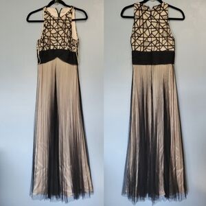 Bradley Mischka Tulle Beaded Dress Gown Black Size 2